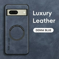 Designed for Google Pixel 8A Magnetic Case, [Compatible with Magsafe] Military Shockproof Protective PU Leather Matte Back Anti-Scratch Phone Case for Google Pixel 8A,Blue