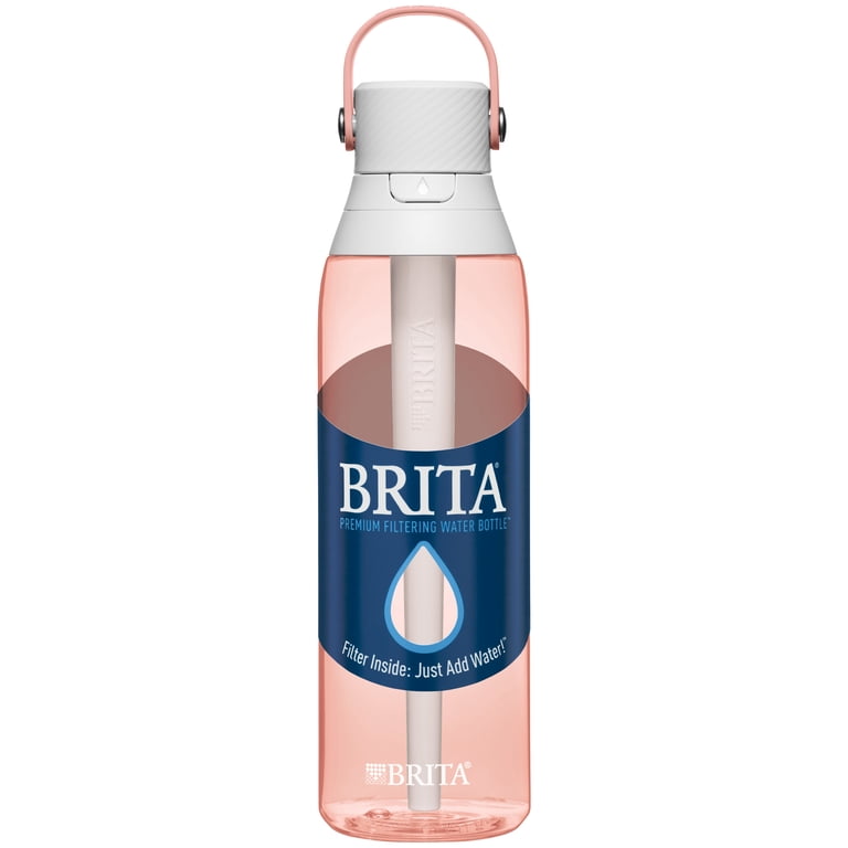 Brita 26 oz Blush Pink Plastic Filtered Water Bottle, Reduces