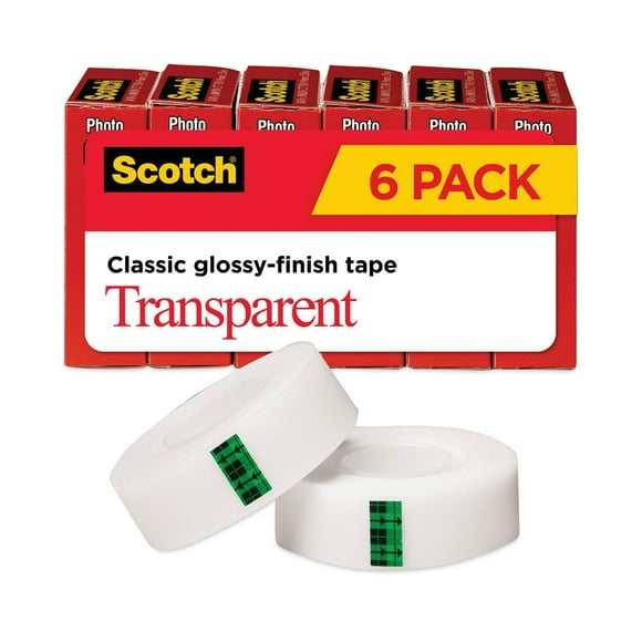 Scotch - Transparent Tape, 3/4" x 1000", 1" Core, Clear - 6/Pack