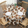 thumbnail image 3 of Beige Footballs and Numbers Pattern Round Tablecloth 60"x60",Wrinkle Wipeable Table Cloth for Kitchen Dining Room Picnic Patio Party, 3 of 6