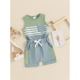 thumbnail image 3 of Bagilaanoe 2pcs Toddler Baby Boy Shorts Set Contrast Colors Sleeveless Tank Tops + Shorts 6M 12M 18M 24M 3T Kids Casual Summer Clothes, 3 of 7