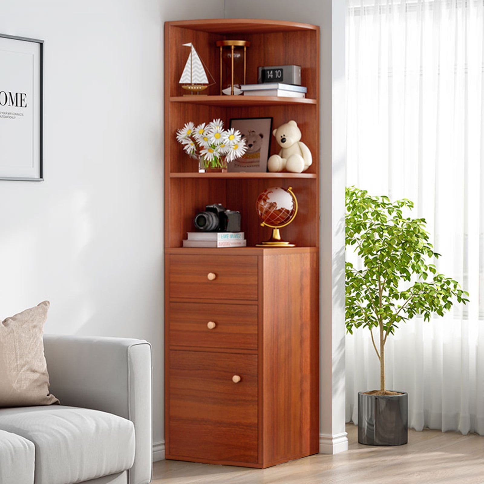 Buy Wooden Standing Corner Storage Home Tall Corner