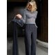 thumbnail image 5 of Suéter de punto fino con cuello redondo y manga larga para mujer, jersey elegante ajustado, ropa de calle para desplazamientos diarios, otoño 2024, 5 of 5