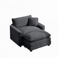 thumbnail image 4 of Modern Single Sofa with Deep Seat and Footstool, Grey Corduroy, 85cm, 4 of 16