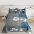thumbnail image 2 of Manfei Retro Rustic Flowers Bedding Comforter Set,Vinatge Aesthetic Art Twin Comforter Sets,Deepblue Gray Bedding Set For Men Women,Microfiber Bedroom Decor Reversible,2-Piece, 2 of 8