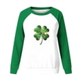 thumbnail image 6 of FDGIU ‌‌‌‌Women's Saint Patrick's Day Sweatshirt - Long Sleeve Green Shamrock Print Crew Neck Pullover, 6 of 7