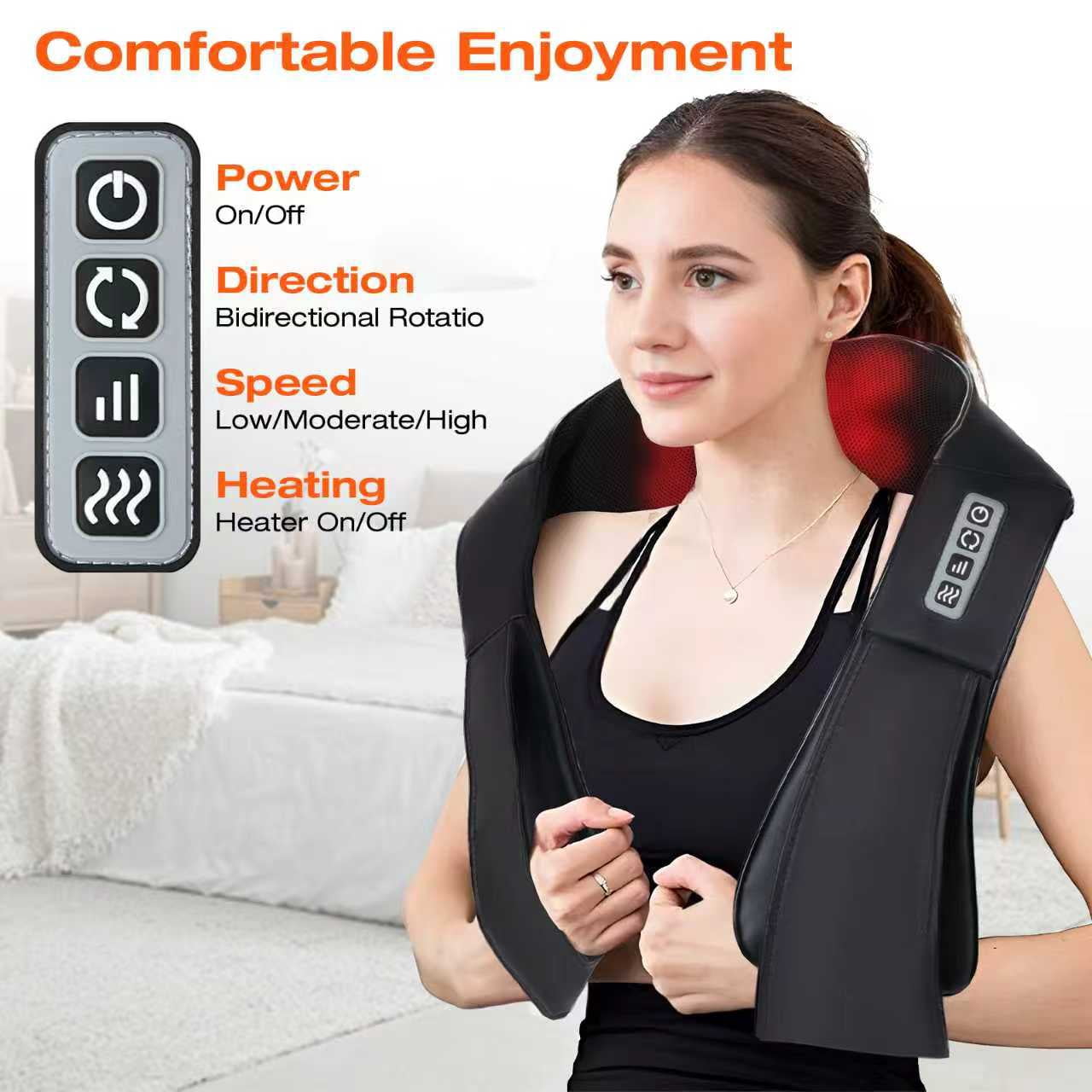 Hlthsky Shiatsu Shoulder Neck Massager with Heating,3D Deep Kneading Shoulder Massager, Gifts for Men Women, Black