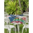 thumbnail image 2 of Outdoor Tablecloth with Umbrella Hole and Zipper, Gnomes Easter Round Table Cloth 54 Inch Waterproof Tablecloth, Eggs Tulips Spring Floral Rustic Picnic Table Cover for Patio Camping, 2 of 7