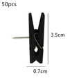 thumbnail image 2 of 50 chinchetas negras con clips de madera, chinchetas decorativas duraderas, chinchetas para tablero de corcho, 2 of 5