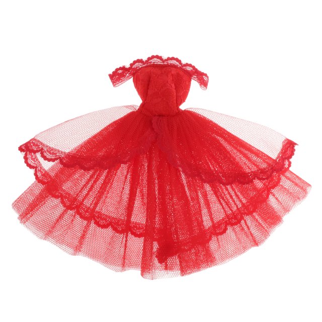 Vestido de Encaje con Hombros Descubiertos Sunnimix 1/6 BB Rojo