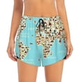 thumbnail image 4 of Lsque World Travel Line Icons Map Printed Women's Running Shorts with Liner Pockets,Elastic Quick Dry Workout Athletic Gym Yoga Shorts,Womens High Waist Shorts-Small, 4 of 9