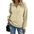 thumbnail image 5 of ZUKMRJPC Womens Sweatshirts Quarter Zip Casual Long Sleeve Turndown Collar Fleece Pullover Sweatshirt Fall Fashion Solid Color Tops, 5 of 7