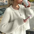 thumbnail image 5 of Gyexs Cardigan Sweater for Women Long Sleeve Button Y2K Knit Sweater Fall Casual Open Front Outwear (Beige, Size L), 5 of 7