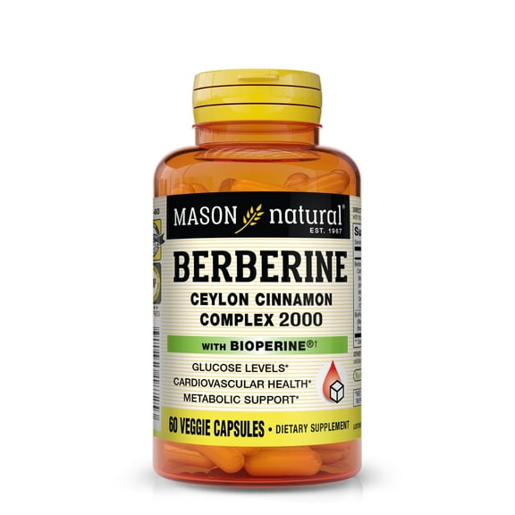 Mason Natural Berberine Ceylon Cinnamon Complex, 60 Veggie Capsules