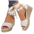 thumbnail image 2 of MKLEKYY Sandalias de Plástico para Mujer, Sandalias de Cuña Con Tiras de Tela A La Moda de Verano para Mujer, Sandalias Ligeras Con Punta Abierta y Boca de Pez, 2 of 4