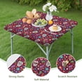 thumbnail image 4 of Purple Colorful Skull Flower Pattern Square Fitted Tablecloth with Elastic Edge,Square Table Cover,Washable Elastic Table Cover for Home Kitchen Party Decor 34"x34", 4 of 6