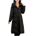 thumbnail image 2 of Bovxnpu Winter Coats for Women, Women's Down Jackets Solid Color Buttoned Pocket Zip Up Long Sleeve Hooded Cotton Coat Warm Winter Clothing, 2 of 5