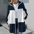 thumbnail image 5 of IROINNID Women's Mid-Long Overcoat Contrast Color Long Sleeve Color Blocking Waterproof Outdoor Sports Casual Jacket, Navy, 5 of 6