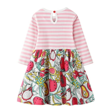 

Honeeladyy Winter Coats Kids Baby Teen Girls Striped Print Long Sleeved Princess Dress Clothes Pink Clearance under 10$