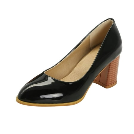 

Vedolay Women Heels Women s Low Heel Pumps Closed Dress Shoes for Wedding (Black 7)