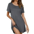 thumbnail image 2 of Caywon Nightgowns for Women Cotton Sleep Shirts Short Sleeve Nightshirt Crew Neck Night Gown Comfy Sleepwear Nightdress Casual Sleepdress Soft Sleepwear, 2 of 7