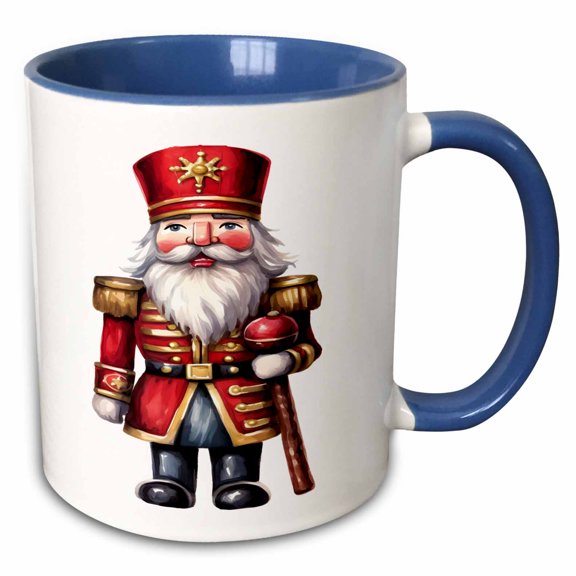3drose, Christmas Image of Watercolor Nutcracker Illustration, 11oz Two-tone Blue Mug