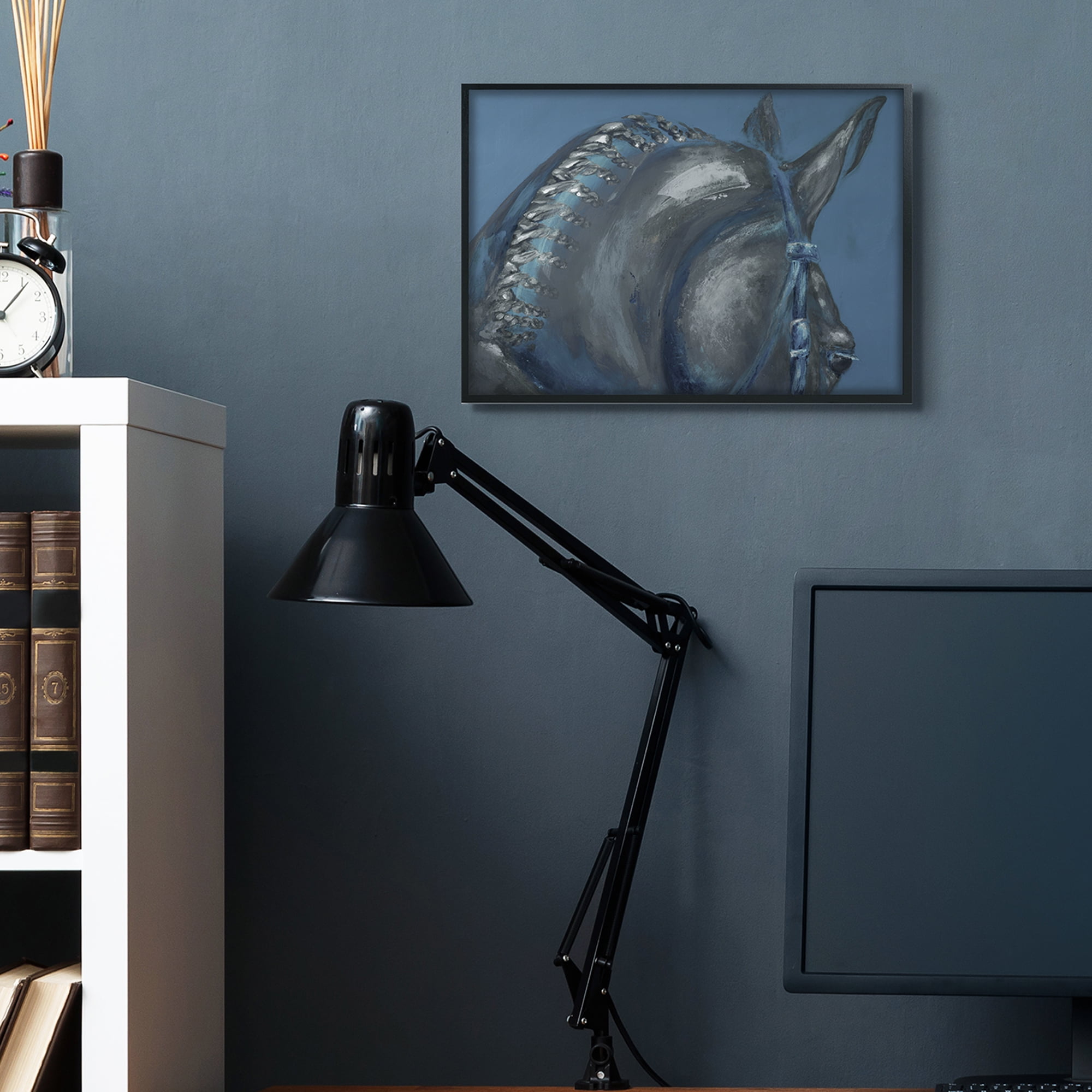 Horse Mane Portrait Blue Grey Hair Detail 20 in x 16 in Framed Painting Art Prints, by Stupell Home Décor