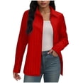 thumbnail image 2 of ClodeEU Women's Business Formal Long Sleeve Shirt,Striped Spring Fall Blouse Red,Womens Plus M, 2 of 9