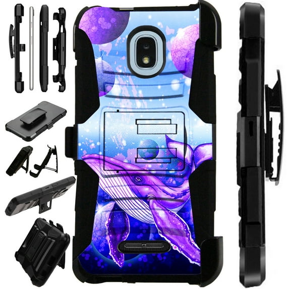 Compatible with Cricket Icon 2 (2020) Hybrid LuxGuard Holster Phone Case Cover (Purple Space Whale)