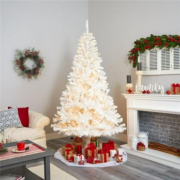 7.5 ft. White Artificial Christmas Tree with 1380 Bendable Branches & 400 Clear LED Lights