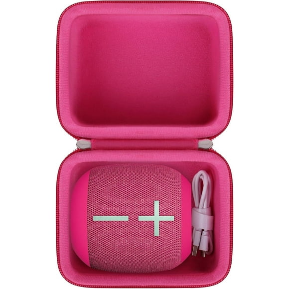 SDES-Hard Travel Case for Ultimate Ears WONDERBOOM 4/3 /2 Portable Waterproof Bluetooth Speaker, UE WONDERBOOM 4 Dustproof Floating Speaker Holder, Extra Space for Charging Cables, Pink