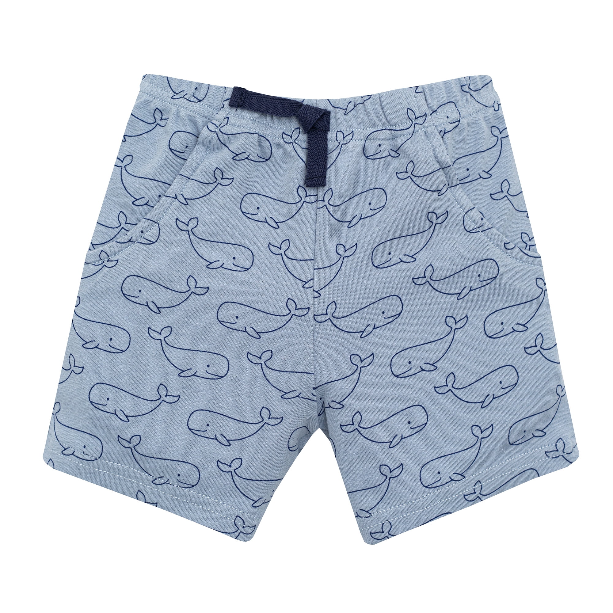 Hudson Baby Boy Cotton Bodysuit, Shorts and Shoe Set, Mommys Little Whale, 9-12 Months