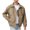 Khaki, variant on Mens PU Leather Bomber Jacket Lapel Collar Multi Zipper Pockets Soft Texture Daily Street Fashion Casual Lightweight City Skate Vacation Jackets for Men
