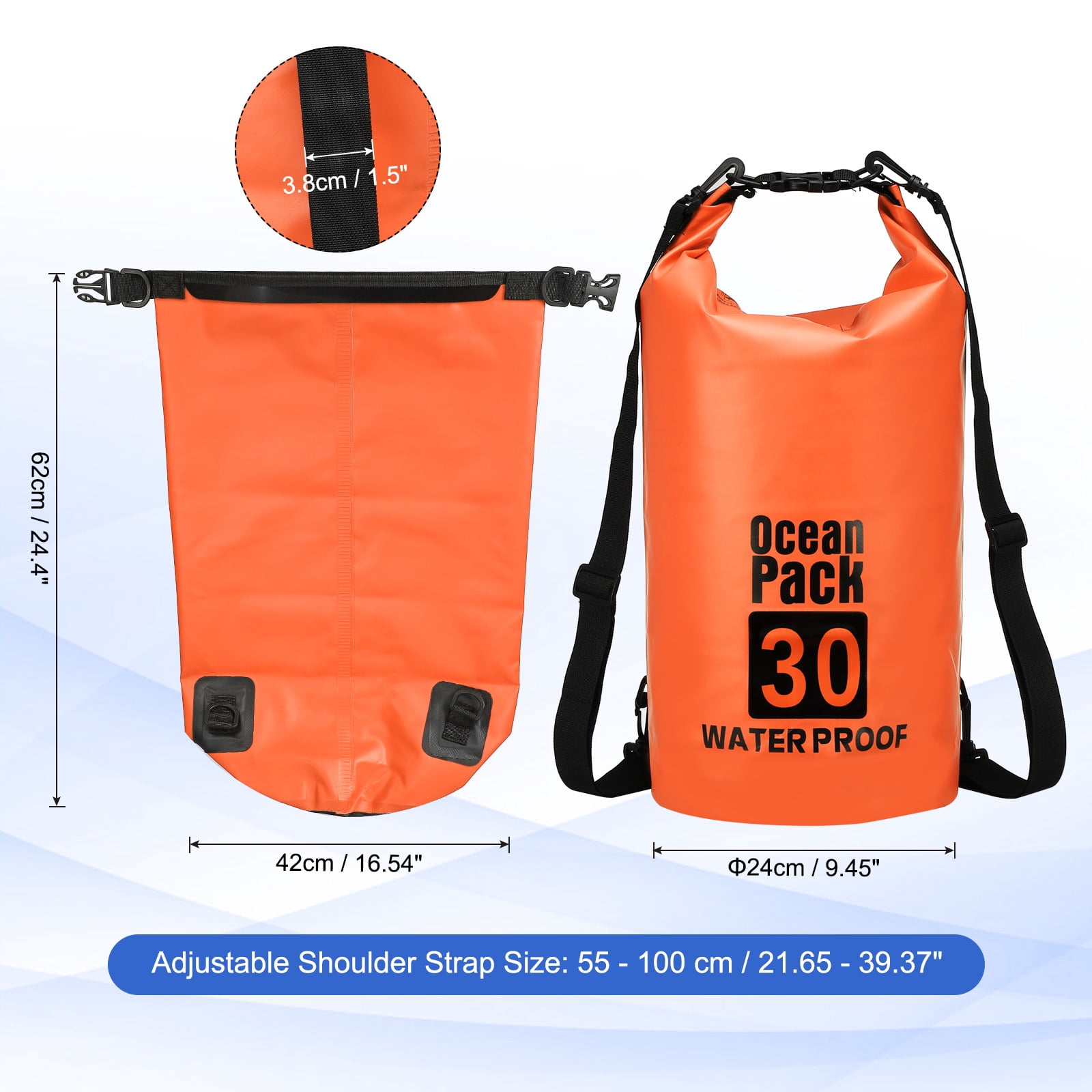Uxcell Waterproof Dry Bag, 30L Water Proof Bags Lightweight Dry Storage Floating Backpack with Whistle (1 Pack, Orange)