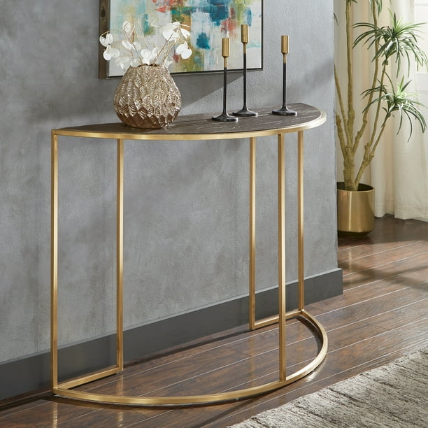 Weston Home Drew Metal Half Moon Console Table, Gold