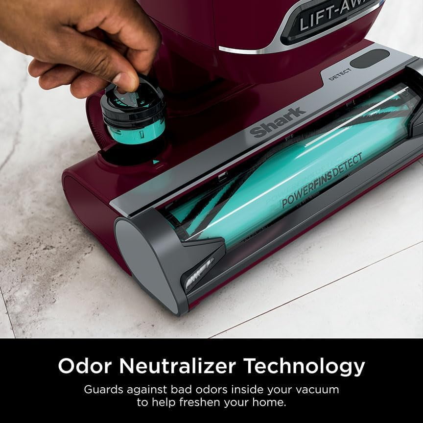 Restored Shark Detect Lift-Away Upright Vacuum with PowerFins Detect Corded Self-Cleaning Brushroll, Anti-Allergen Complete Seal, and Odor Neutralizer Technology (QU490QBL-BLUE)(Refurbished)