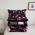 thumbnail image 5 of Homewish Modern Geometric Plaid Twin Comforter Sets,Light Pink Bedding Set,Black Reversible,2 Pieces,1 Comforter and 1 Pillowcase, 5 of 7