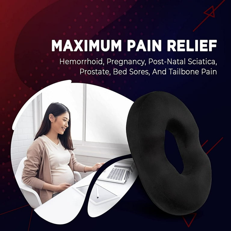 Donut Pillow Seat Cushion Orthopedic Design Tailbone Coccyx Memory Foam Pillow Relieve Pain and Pressure for Hemorrhoid Pregnancy Post Natal