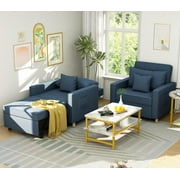 YODOLLA 3-in-1 Futon Convertible Sleeper Sofa Bed Chair for Living Room,Pull Out Couch in Navy Blue