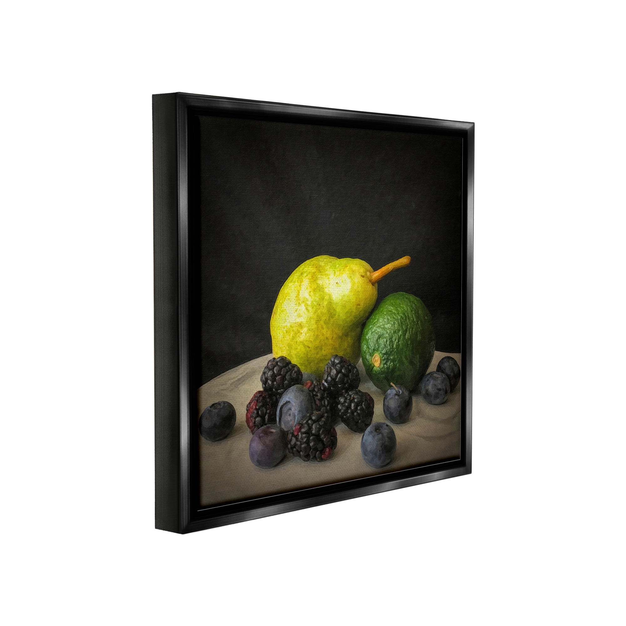 Stupell Industries Fruit & Berries Still Life Food & Beverage Painting Black Floater Framed Canvas Art Print Wall Art, 25 x 25