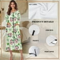 thumbnail image 6 of Yuyamidu Green Leaf Long Bathrobe for Women Axolotl Zipper Front Robe Sleepwear Trendy Crewneck Spa Robes Size XL St. Patrick's Day Mid-Length Housecoat Soft Long Sleeve Loungewear Dress, 6 of 7