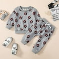 thumbnail image 7 of 2Pcs Infant Toddler Baby Boy Outfit Rugby Print Sweatshirt Pants Set Clothes Fall Winter Outfits, 7 of 7