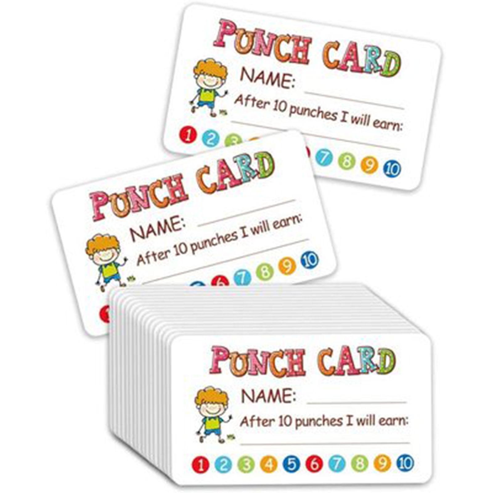 PETCEE 100Pcs Punch Cards for Kids Students Incentive Reward Card for  Classroom Behavior Punch Cards for Back to School Teacher Supplies for  Business
