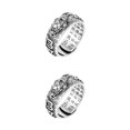 thumbnail image 3 of Jumpingount Anillo Vintage portátil para hombre, ceremonia, fiesta, niños, anillos de hip hop abiertos, joyería, adorno de mano a la moda, Plata 2piezas, 3 of 6