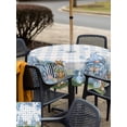 thumbnail image 4 of Outdoor Tablecloth with Umbrella Hole and Zipper, Easter Square Table Cloth 60x60 Inch Waterproof Tablecloth, Spring Blue Gnomes Rabbit Eggs Floral Buffalo Plaid Picnic Table Cover for Patio Camping, 4 of 7