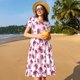 thumbnail image 4 of Disketp Lilies Flowers para Vestido de Manga Corta para Mujeres, Vestidos de Verano para Mujeres, Casual y Holgado para la Playa, 4 of 6