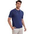 thumbnail image 2 of DARING DIVA Men's Formal Short Sleeved Zipper Slim Fit Classic Polo Shirts XL Navy Blue, 2 of 5