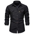 thumbnail image 1 of JHLZHS Men's Fall Jackets Men's Casual Denim Shirt Slim Fit Long Sleeve Button Down Shirt Distressed Washed Denim with Chest Pockets Mens Fleece Jacket 892, 1 of 3