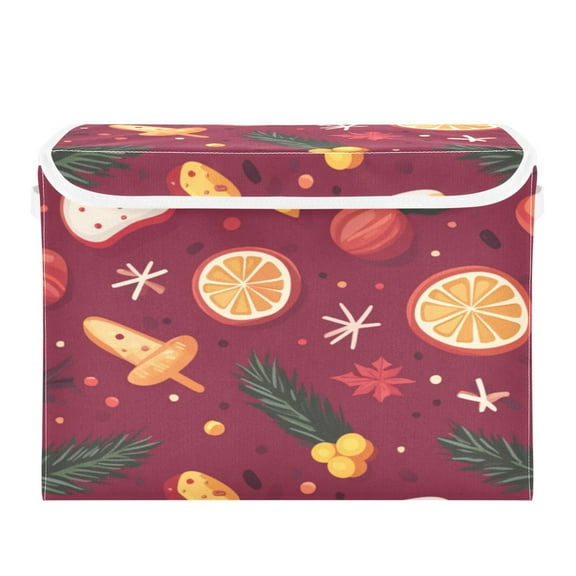 Storage Box With Lid 16.5x12.6x11.8In Foldable Stacked Household Storage Box Christmas Style Fruit