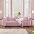 thumbnail image 5 of Furntsy Tufted Chesterfield Velvet Upholstered Sofa with Nailhead Decoration, Pink, 5 of 10